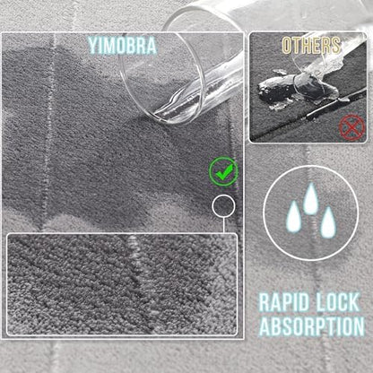 Yimobra Memory Foam Bathroom Rugs Sets 2 Piece - Super Soft Absorbent Quick Dry Bath Mat Set, Machine Washable Non Slip Floor Carpet for Tub Shower & Single Sink (17x24 & 31.5x20 Inch, Gray)