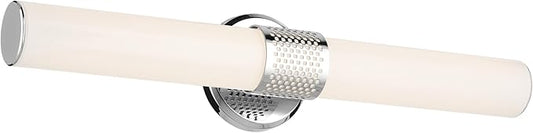 Kichler Sashi 24.25" LED Medium Bath Bar with White Glass in Chrome, Modern, for Vanity, Fireplace, Buffet, Hallway, Vanity Mirror, (24.25" W x 5" H) 55192CHLED