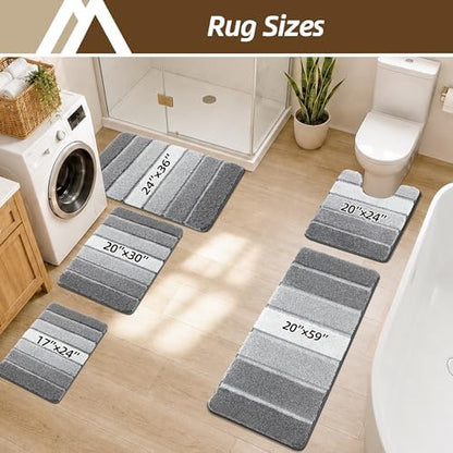 COSY HOMEER Bathroom Rugs 59x20,Ultra Soft Absorbent Bath Mat,Grey
