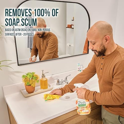 Mean Green Foaming Bathroom Cleaner Spray, Tropical Breeze, 32 oz – Removes 100% of Soap Scum, Shower, Tile, Sink & Bathroom Surfaces