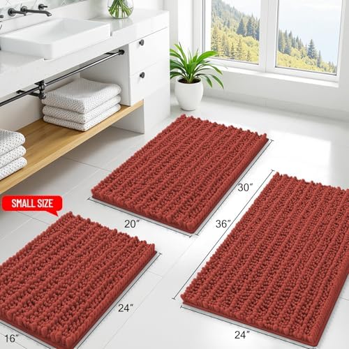 Smiry Bathroom Rugs 24X16, Extra Soft Rubber Backing Chenille Bath Mats