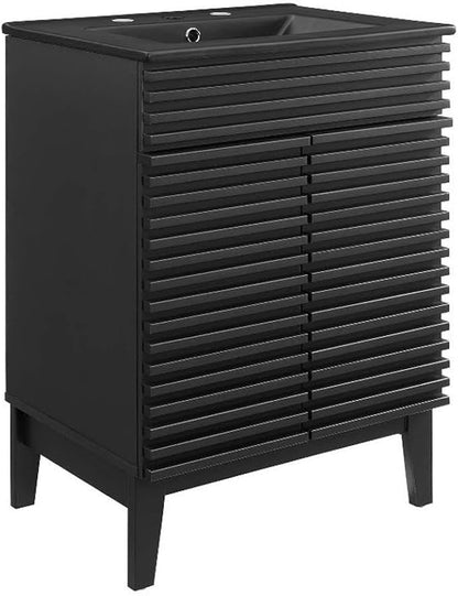 Modway Render 24" Bathroom Vanity with Sink in Black Black