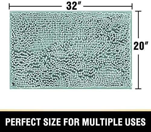 H.VERSAILTEX Bathroom Rugs Bath Mat Bath Rugs Bath Mats for Bathroom Non Slip Extra Thick Buncy Soft Chenille Bath Rug Fulffy Shag, Indoor Rug Carpet for Entry Living Room (Aqua Foam, 20" x 32")