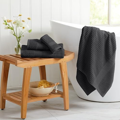 Springtree Home 100% Cotton Bath Towel Set | 6-Piece Set | Textured | Black