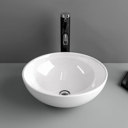 13"x13" White Ceramic Porcelain Small Bathroom Round Vessel Sink Bowl Basin Above Counter Vanity