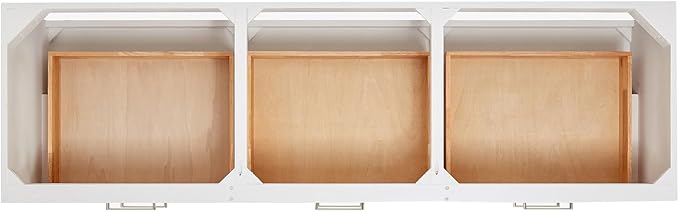ARIEL Hutton 72-inch Bathroom Vanity with Sink,Solid Wood, 1.5-inch Carrara White Quartz Countertop & Backsplash, Double Rectangular Porcelain Sink, 3 Dovetail Drawers, White