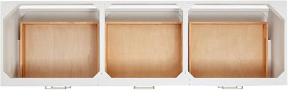 ARIEL Hutton 72-inch Bathroom Vanity with Sink,Solid Wood, 1.5-inch Carrara White Quartz Countertop & Backsplash, Double Rectangular Porcelain Sink, 3 Dovetail Drawers, White