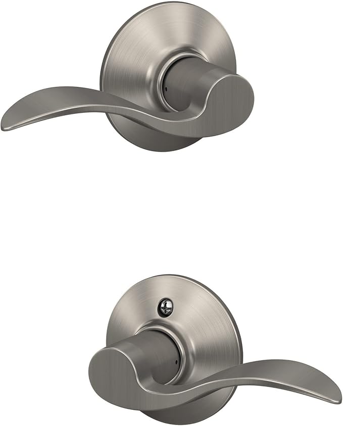 Schlage F10 V ACC 619 Accent Door Lever Hall & Closet Passage Lock, (Pack of 1), Satin Nickel