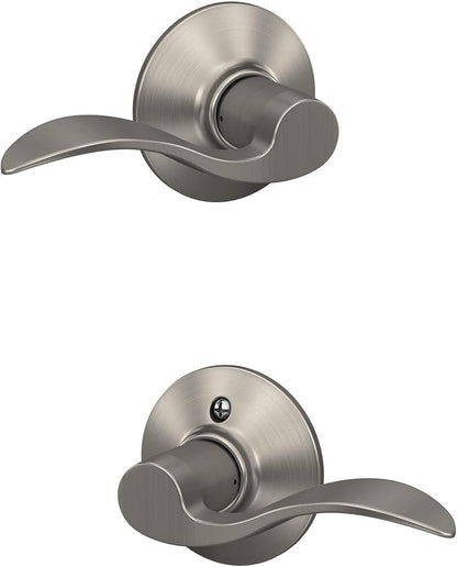 Schlage F10 V ACC 619 Accent Door Lever Hall & Closet Passage Lock, (Pack of 1), Satin Nickel