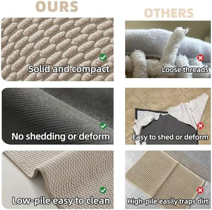 TYUU Bathroom Rugs Non Slip Washable, Super Absorbent Thin Bath Mat Quick Dry Low Pile Bathroom Rug, Beige 24"x36"