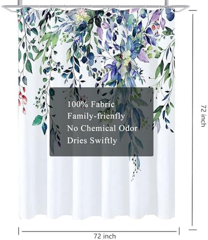 LLSCL Purple Droop Leaves Fabric Shower Curtain Liner with Magnets, Tire Pattern Waterproof Hotel Quality, 72 x 72 Machine Washable