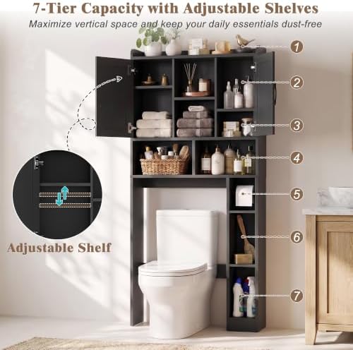 Farmhouse Over The Toilet Storage Cabinet with Barn Door, Reversible Side