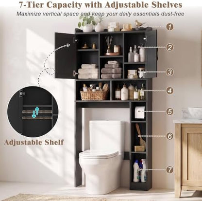Farmhouse Over The Toilet Storage Cabinet with Barn Door, Reversible Side