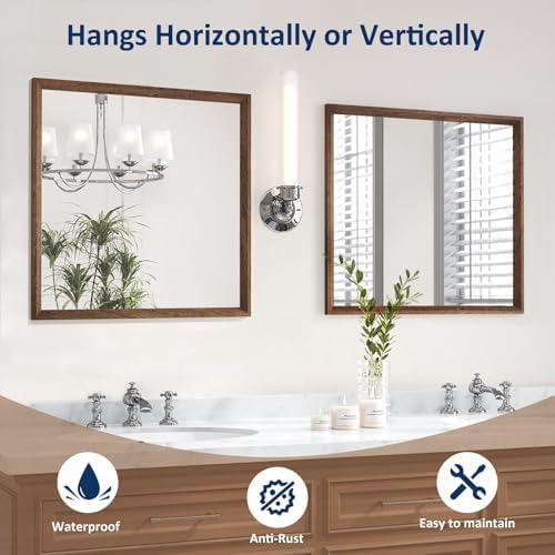 WEER Walnut Bathroom Vanity Mirror 40X36 Inch
