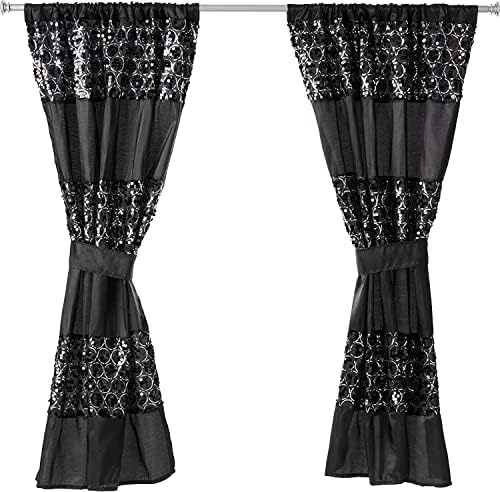 Zahari Home Sinatra Window Curtain Stylish Bathroom Window Curtain,36" x 54" Each, Set of 2, Black