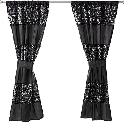 Zahari Home Sinatra Window Curtain Stylish Bathroom Window Curtain,36" x 54" Each, Set of 2, Black