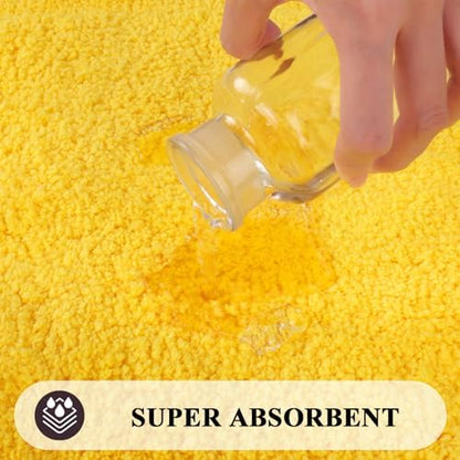 SHACOS Soft Microfiber Bathroom Rugs Set of 2 Pieces, Yellow
