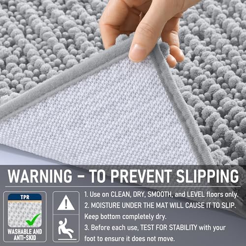 OLANLY Bathroom Runner Rugs 47x24, Thick Soft Absorbent Chenille Bath Rugs