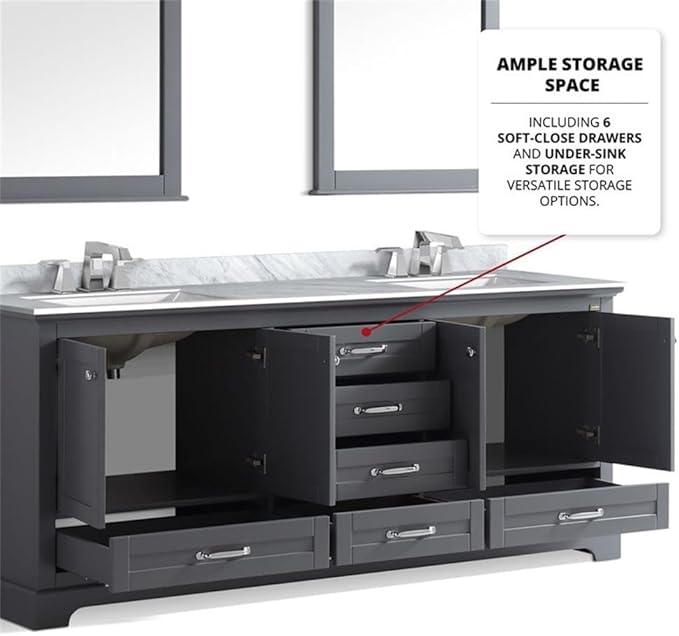 Dukes 80 in. W x 22 in. D Dark Grey Double Bath Vanity