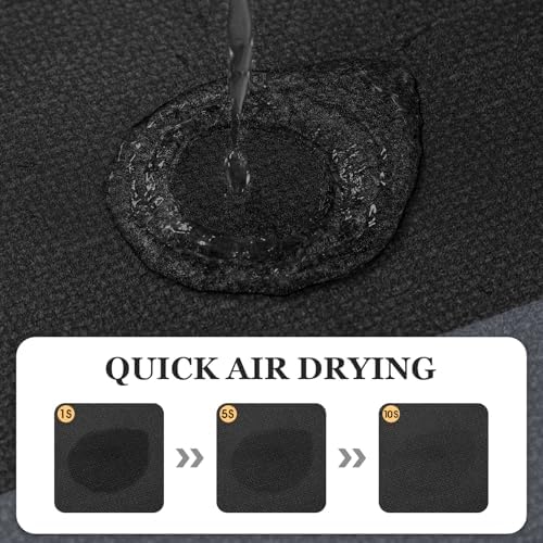 ACCUMTEK Non Slip Bath Mat, Thin Bathroom Rugs Fit Under Door, Quick Dry Bath Mats, Machine Washable Bath Rugs for Bathroom, Bathtub & Kitchen, Black/Bordered/24 x17+ 24"x20" Contour Rug