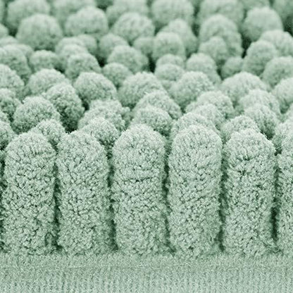 ACCUMTEK Upgrade Extra Large Sage Bathroom Rug Set 3 Pieces Ultra Soft, Thick Absorbent Bath Mats, Non Slip Chenille Toilet Mat for Bathroom, Bedroom, Kitchen, Mint