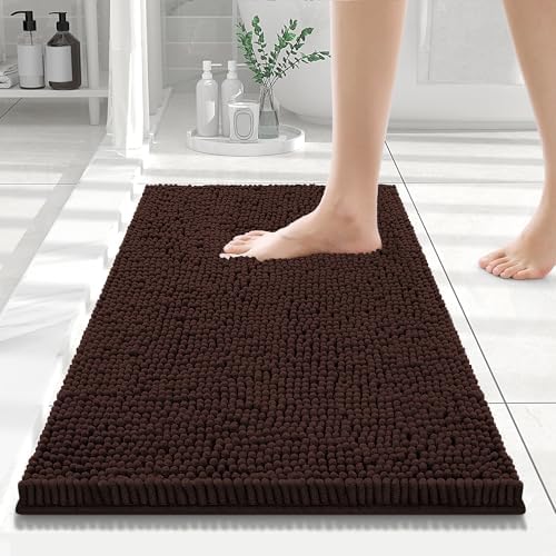 Smiry Bathroom Rugs 24X16, Luxury Chenille Extra Soft Absorbent Bath Mat