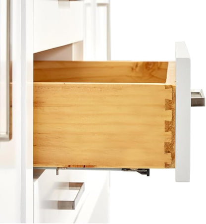 ARIEL Magnolia 72-inch Bathroom Vanity with Sink,Solid Wood, 1.5-inch Italian Carrara Marble Countertop, Double Rectangular Porcelain Sink, 4 Soft Closing Doors, 3 Dovetail Drawers, White