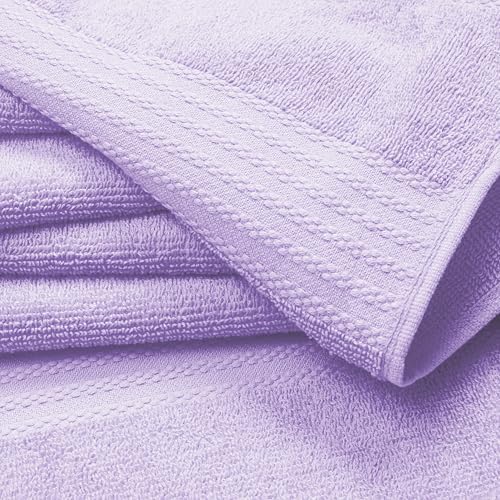 GLAMBURG Ultra Soft 12-Piece Washcloths Set 13x13-100% Ringspun Cotton - Durable & Highly Absorbent Face Towels - Ideal for use in Bathroom, Kitchen, Gym, Spa & General Cleaning - Purple