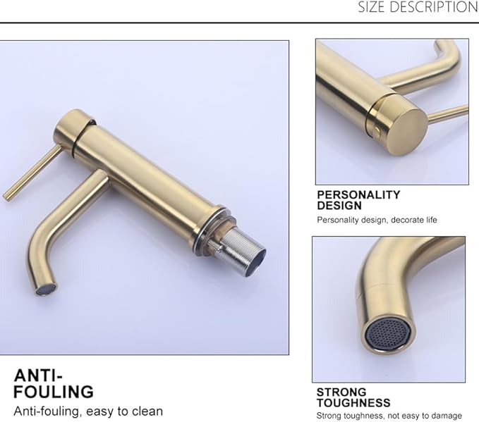 Rose Gold Brass Deck Mounted Single Handle Bathroom Faucet Hot Cold Mixer Sink Tap Modern Vanity Tapware Stylish Basin Faucet One Size，Matter Black One Size