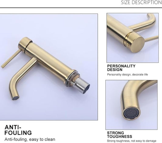 Rose Gold Brass Deck Mounted Single Handle Bathroom Faucet Hot Cold Mixer Sink Tap Modern Vanity Tapware Stylish Basin Faucet One Size，Matter Black One Size
