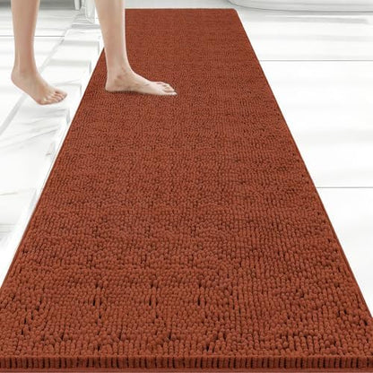 Bcoimo Bath Rug Mat,70x24 Extra Soft Burnt Orange Long Bathroom Runner Rug