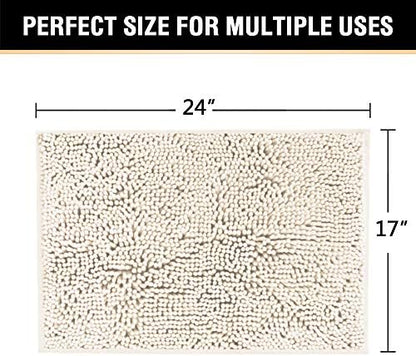 H.VERSAILTEX Bath Mat Bathroom Rug Bath Rugs for Bathroom Non Slip Bath Mats Extra Thick Chenille Rug 17" x 24" Absorbent Soft Shaggy Washable Dry Fast Plush Rugs for Bathtubs - Ivory