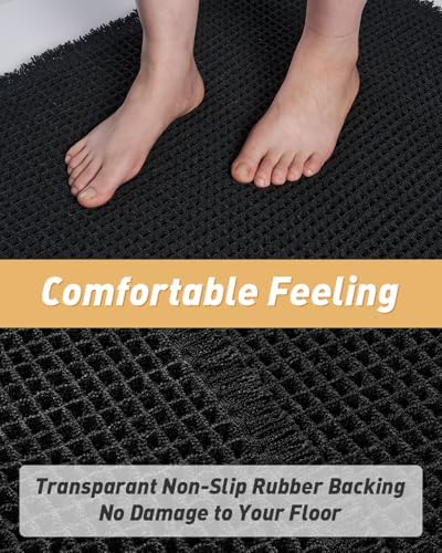 Upgraded Waffle Bath Mat Set of 2 Absorbent Bathroom Mat 17"x24" + 20"x32"