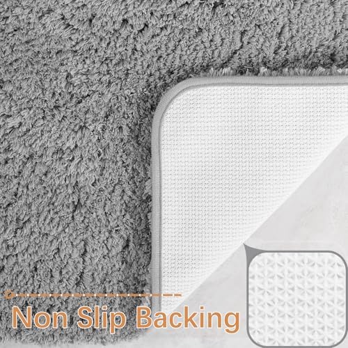 LOCHAS Bathroom Rug Runner 24x48 Inch, Bath Rugs Non Slip, Grey