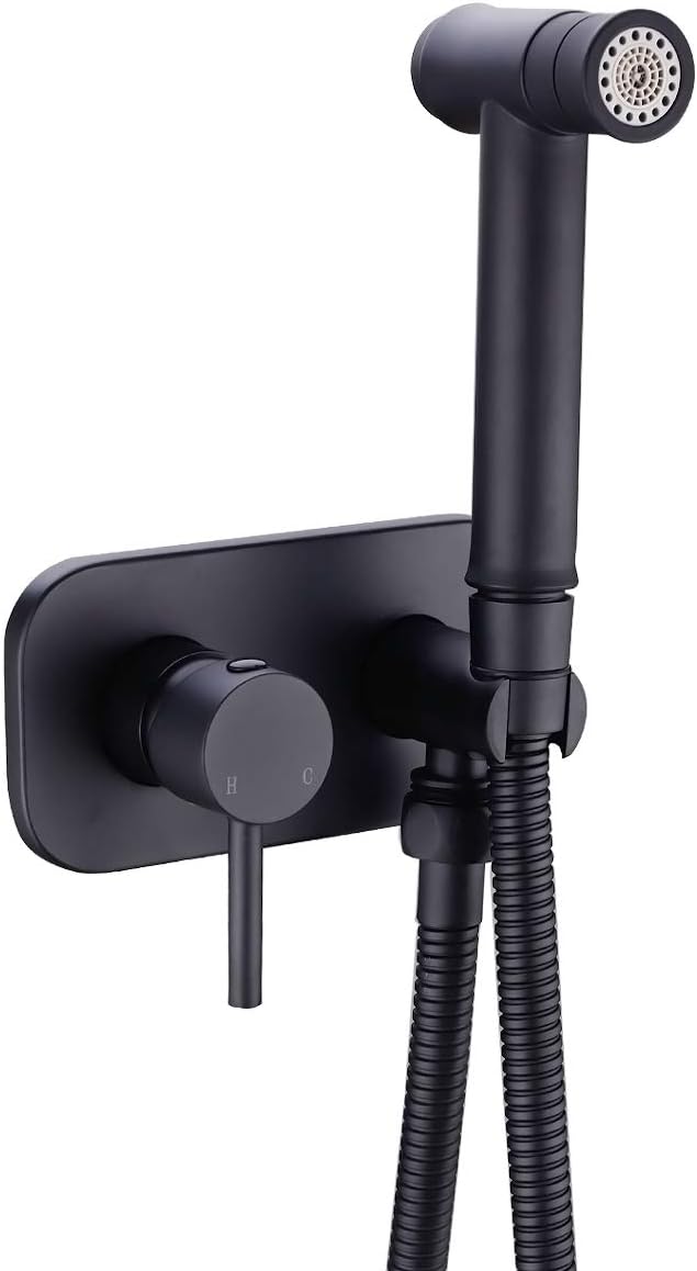 TRUSTMI Toilet Concealed Hot and Cold Bidet Spray Set 2 Function Hand Held Sprayer Shattaf Bathroom Attachment,Black