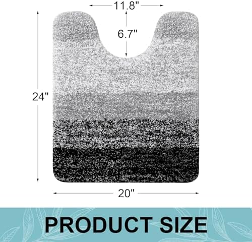 Arotive Microfiber Bathroom Rugs, Soft Absorbent Contour Toilet Rugs, 24x20