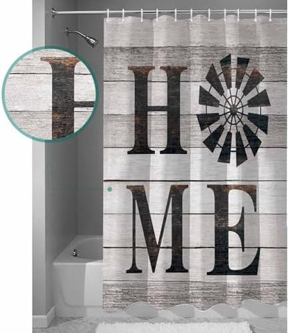 Shower Curtain Bathroom Set Rustic Farm Windmill Home Quotes Waterproof Shower Curtains with Grommets Hooks Chic Wooden Plank Privacy Bath Curtain for Bathtub Decor 60x72in