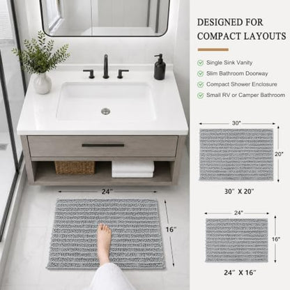 Arotive Bathroom Rugs Mat 24x16, Soft Absorbent Chenille Shaggy Bath Mat