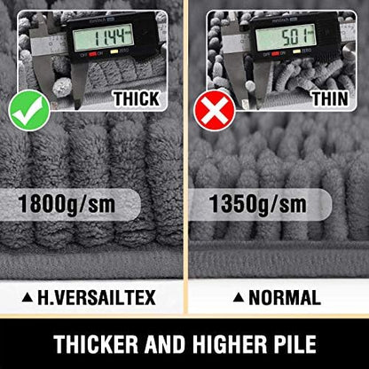 H.VERSAILTEX Bathroom Rugs for Bathroom Non Slip Luxury Chenille Runner Rug 24x47 Extra Soft and Absorbent Shaggy Rugs Washable Dry Fast Area Carpet Mats for Bath Room, Tub - Grey