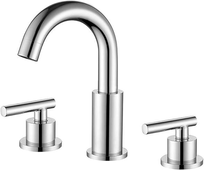 Faucet Vintage Durable Brass 3 Hole Double Handle Basin Mixer Faucet for Bathroom Sink with Hot Cold Water(Silver) Faucet