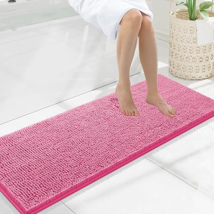 Smiry Bathroom Rugs 47X17, Luxury Chenille Extra Soft Absorbent Bath Mat