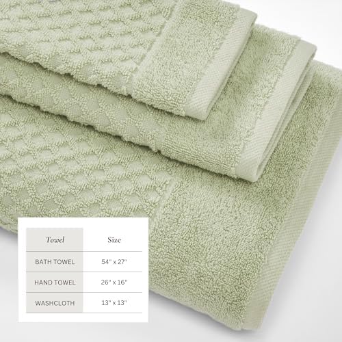 Great Bay Home Bath Towels - 100% Cotton 6 Piece Towel Set - Diamond Waffle Weave - Absorbent, Durable, Quick-Dry Towels for Bathroom (Pale Green)