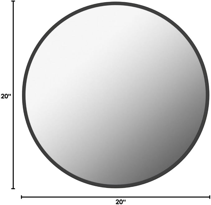 Circle Mirror 20 inch, Black Round Mirror, Matte Black Metal Frame | High Definition Mirror, Rust-resistant, Easy Installation, Round Mirrors for Bedroom, Guest Room, Baby room, Vanity
