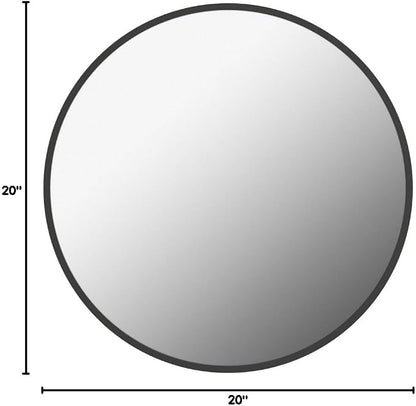 Circle Mirror 20 inch, Black Round Mirror, Matte Black Metal Frame | High Definition Mirror, Rust-resistant, Easy Installation, Round Mirrors for Bedroom, Guest Room, Baby room, Vanity