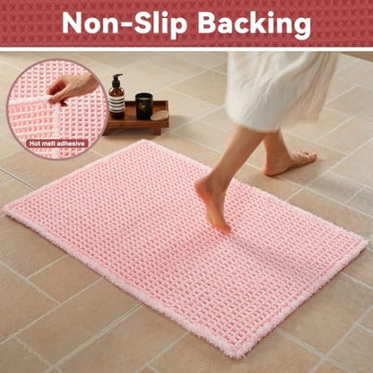 Triohero Waffle Bath Mat, Cute Bathroom Rugs, 20x30 Light Peachy Pink