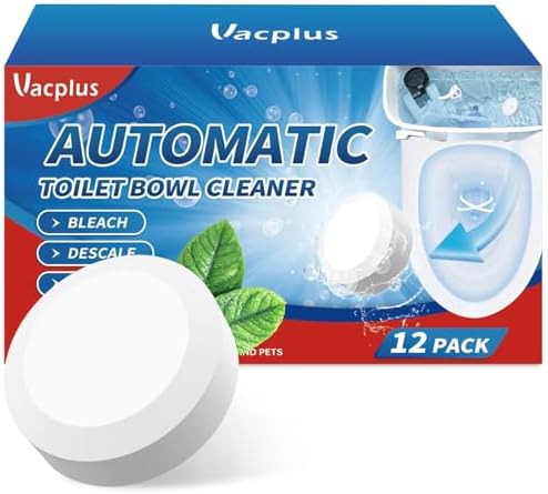 Vacplus Toilet Bowl Cleaners - 12 PACK, Household Toilet Cleaner, Automatic Toilet Bowl Cleaners with Bleach, Sustained-Release Toilet Tank Cleaners for Deodorizing and Descaling, 1.76 Ounces Each