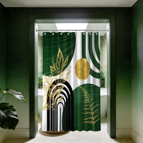 Olive Green and Gold Stall Shower Curtain, 48X72 in Narrow Small