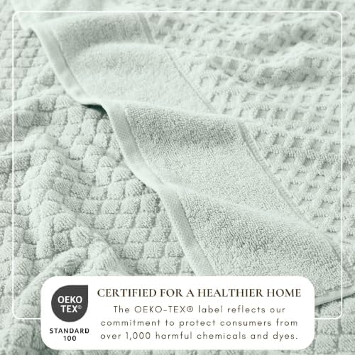 Great Bay Home Bath Towels - 100% Cotton 6 Piece Bath Sheet Set - Diamond Waffle Weave - Absorbent, Durable, Quick-Dry Towels for Bathroom (Pastel Blue)
