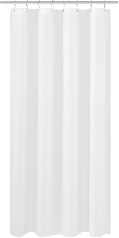 N&Y HOME RV Shower Curtain Liner Fabric 47 x 64 inches, Hotel Quality, Washable, Water Repellent, White Bathroom Curtains with Grommets, 47x64