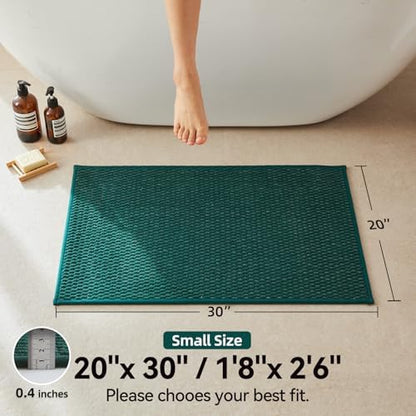 Triohero Bathroom Rugs Non Slip Washable, Super Absorbent Thin Bath Mat Small Quick Dry Low Pile Bathroom Rug, Dark Green 20"x30"